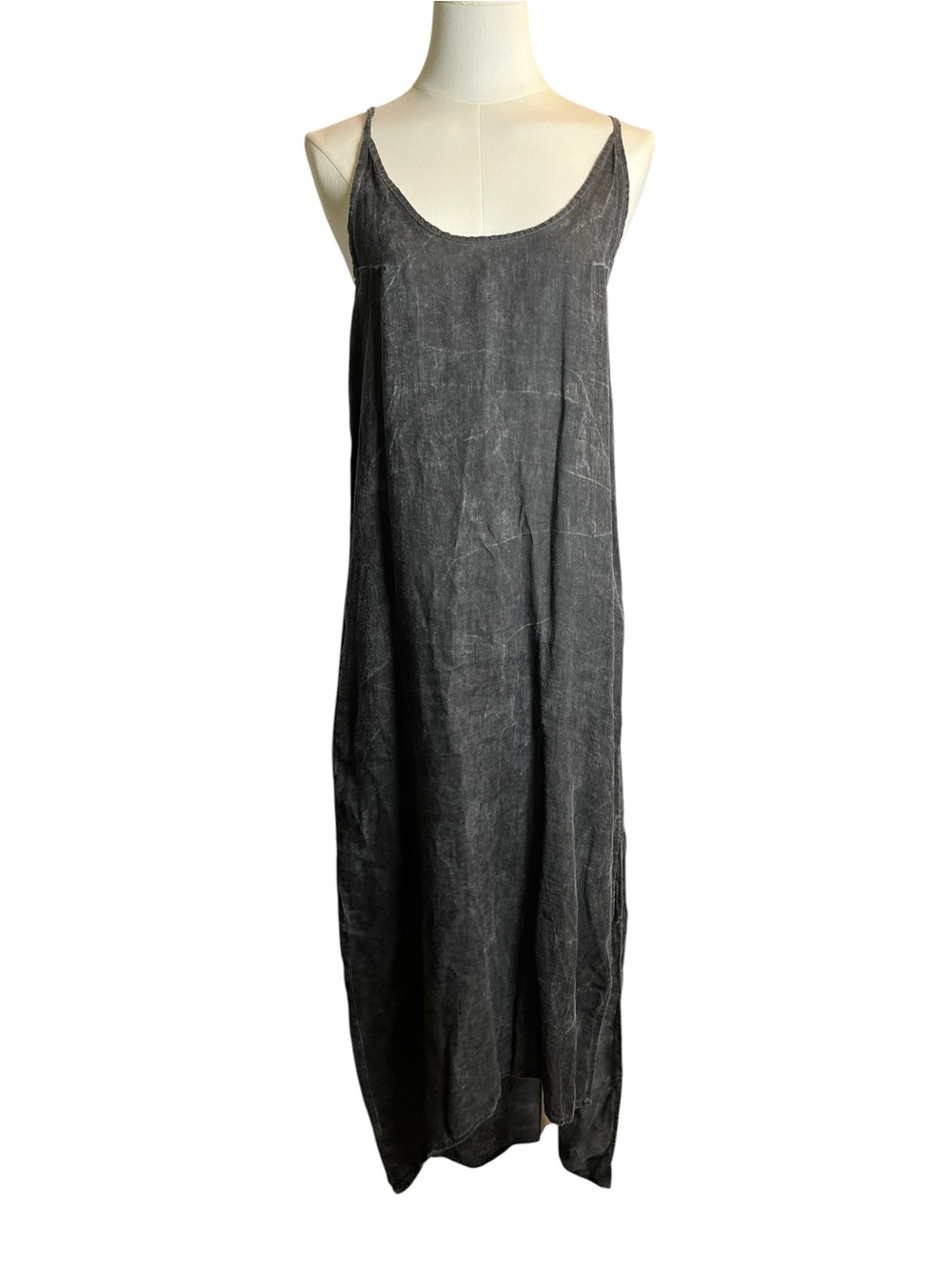 Thom Krom Acid Washed high low black linen dress Size Small